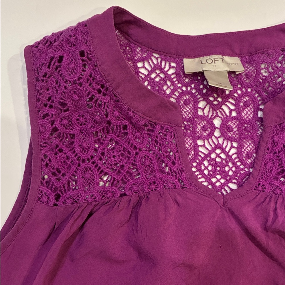 LOFT Purple Lace Tank Top
